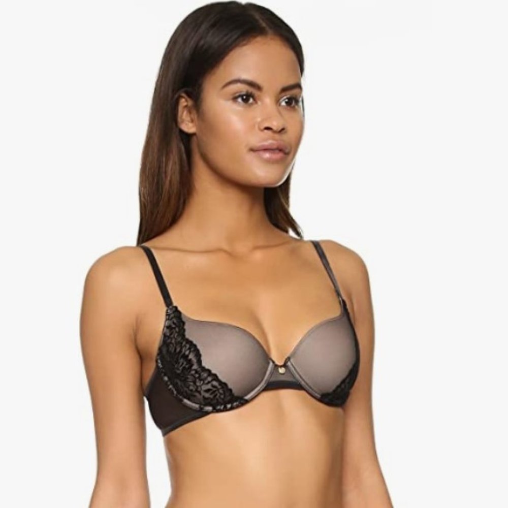 NWT Natori Hype Demi Contour Underwire Bra in Black/Cafe, 32D